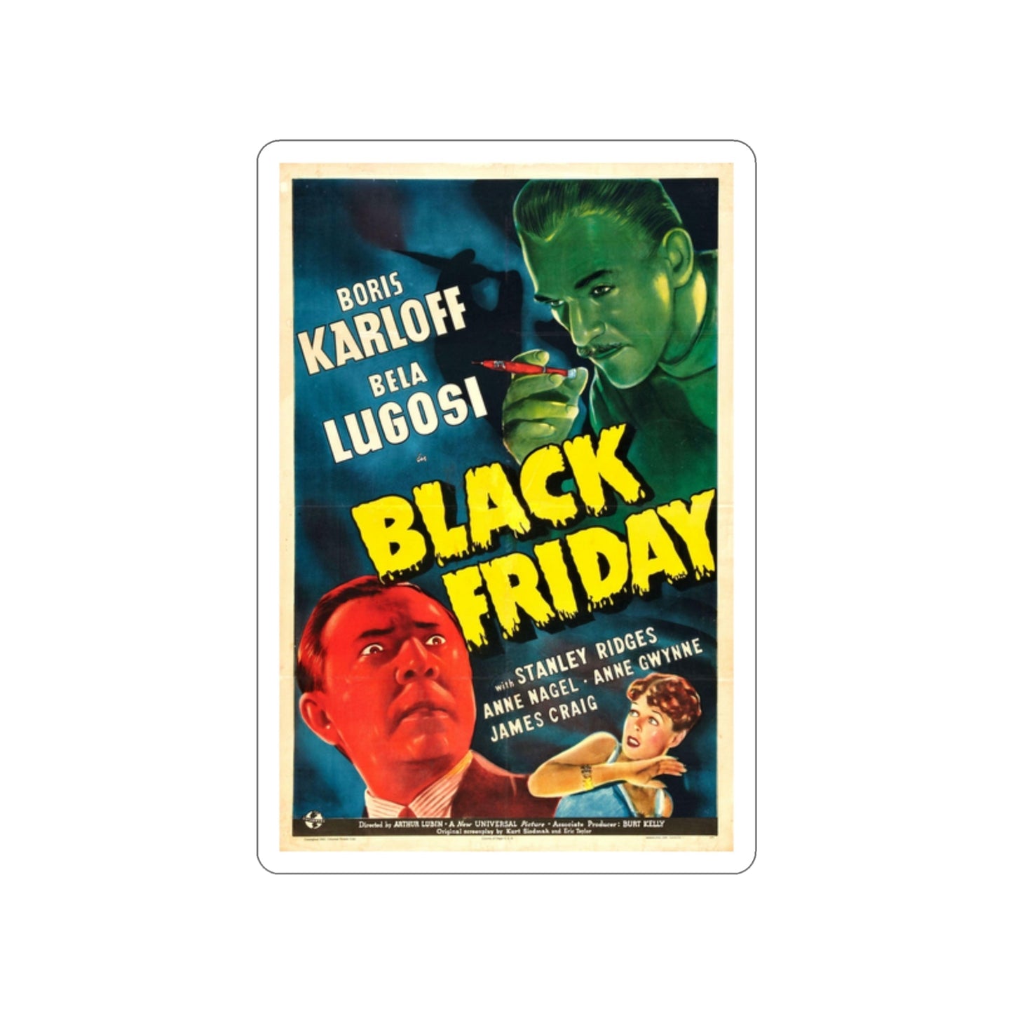 BLACK FRIDAY 1940 Movie Poster STICKER Vinyl Die-Cut Decal-2 Inch-The Sticker Space