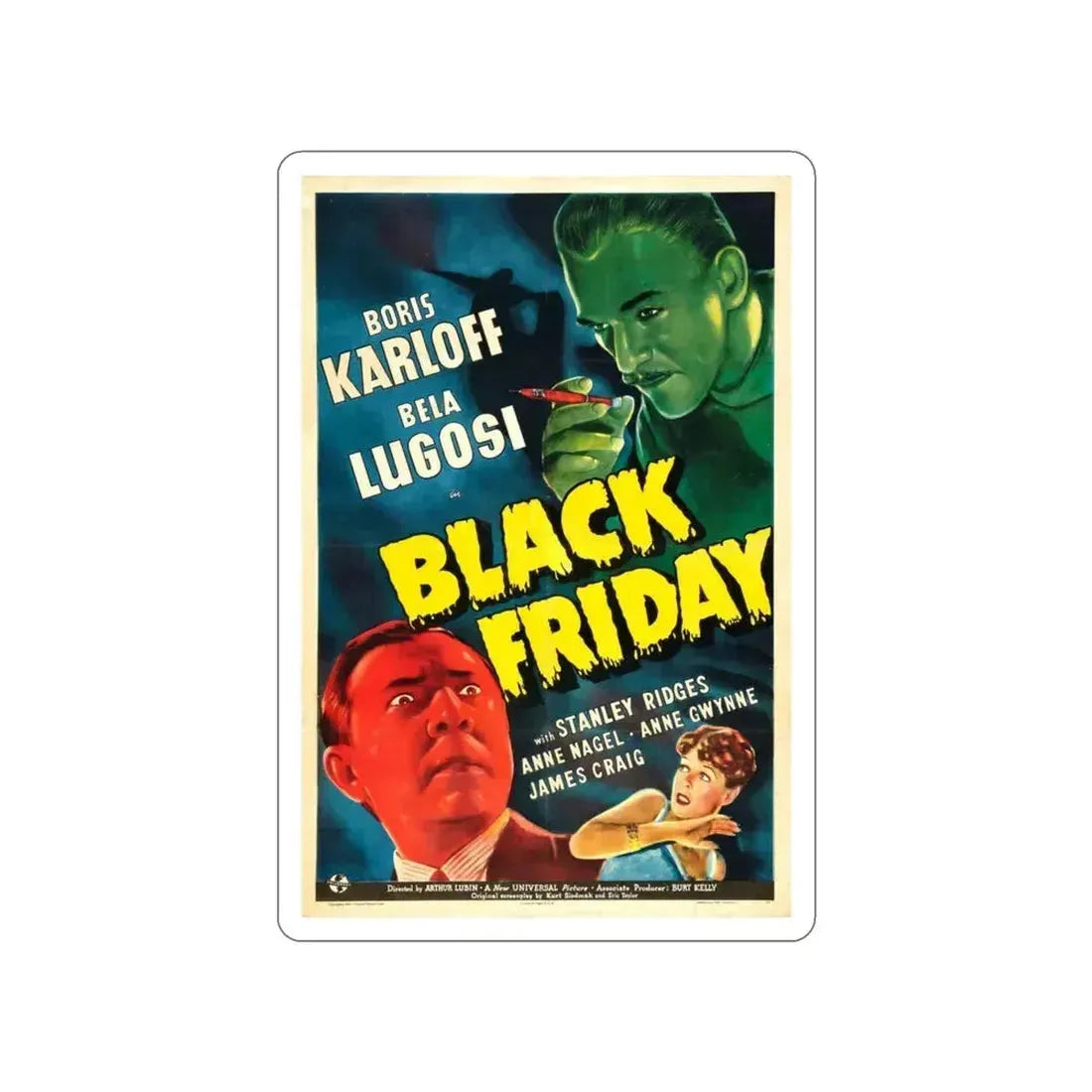BLACK FRIDAY 1940 Movie Poster STICKER Vinyl Die-Cut Decal 3 Inch - The Sticker Space