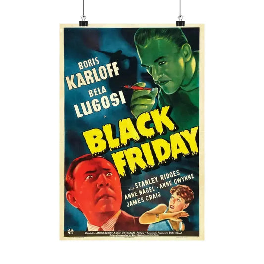 BLACK FRIDAY 1940 - Paper Movie Poster 12″ x 18″ Matte - The Sticker Space
