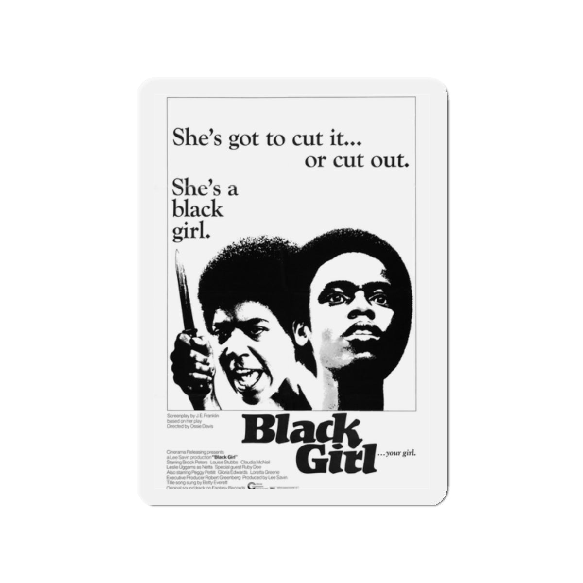 BLACK GIRL 1966 Movie Poster - Die-Cut Magnet-2" x 2"-The Sticker Space