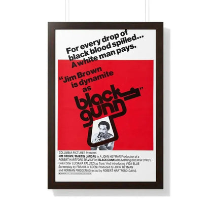BLACK GUNN 1972 - Framed Movie Poster 20" x 30" Walnut - The Sticker Space
