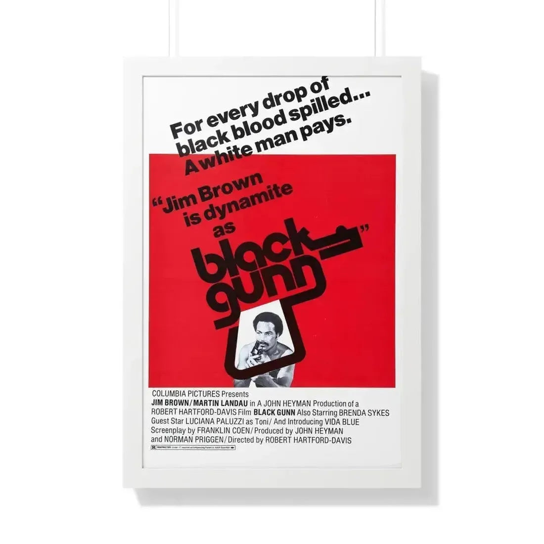 BLACK GUNN 1972 - Framed Movie Poster 20" x 30" White - The Sticker Space