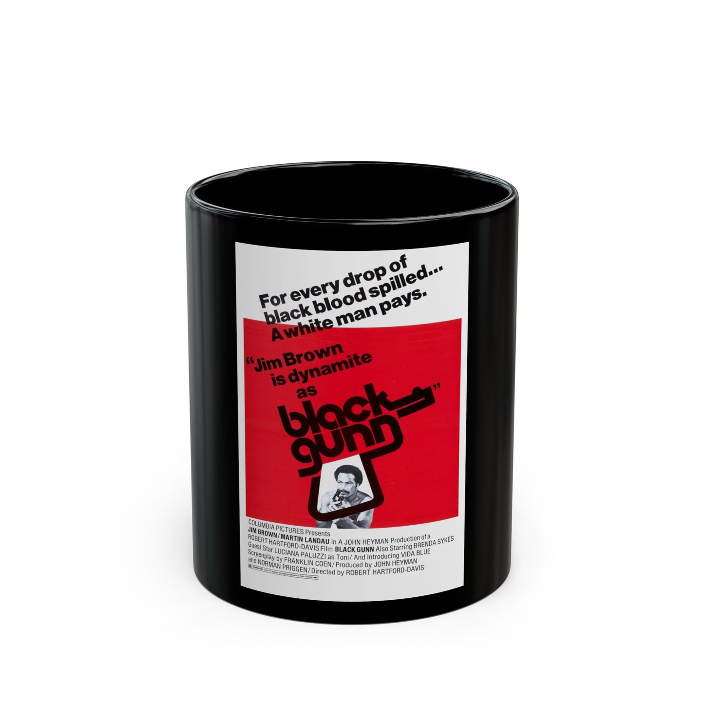 BLACK GUNN 1972 Movie Poster - Black Coffee Mug-11oz-The Sticker Space