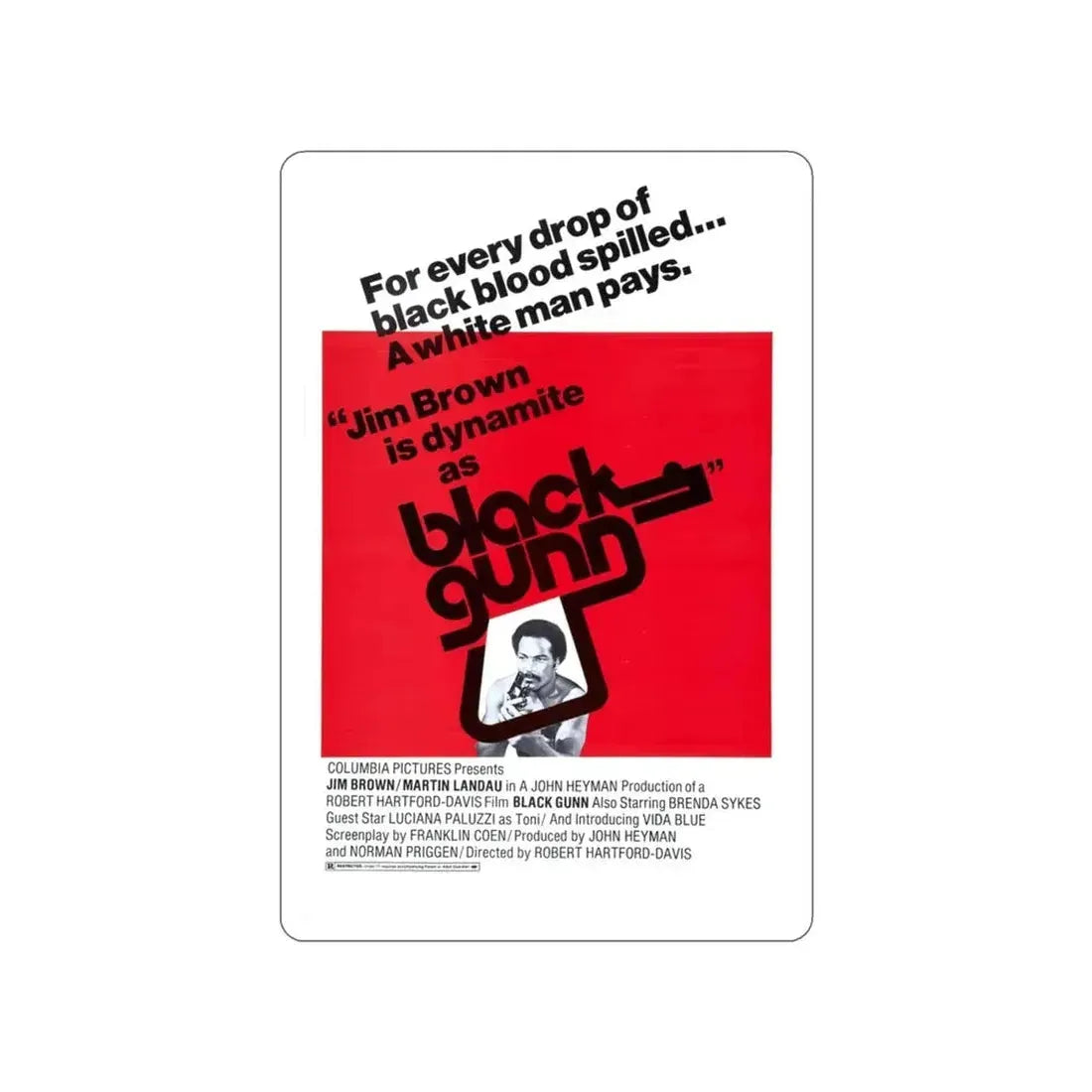 BLACK GUNN 1972 Movie Poster STICKER Vinyl Die-Cut Decal - The Sticker Space