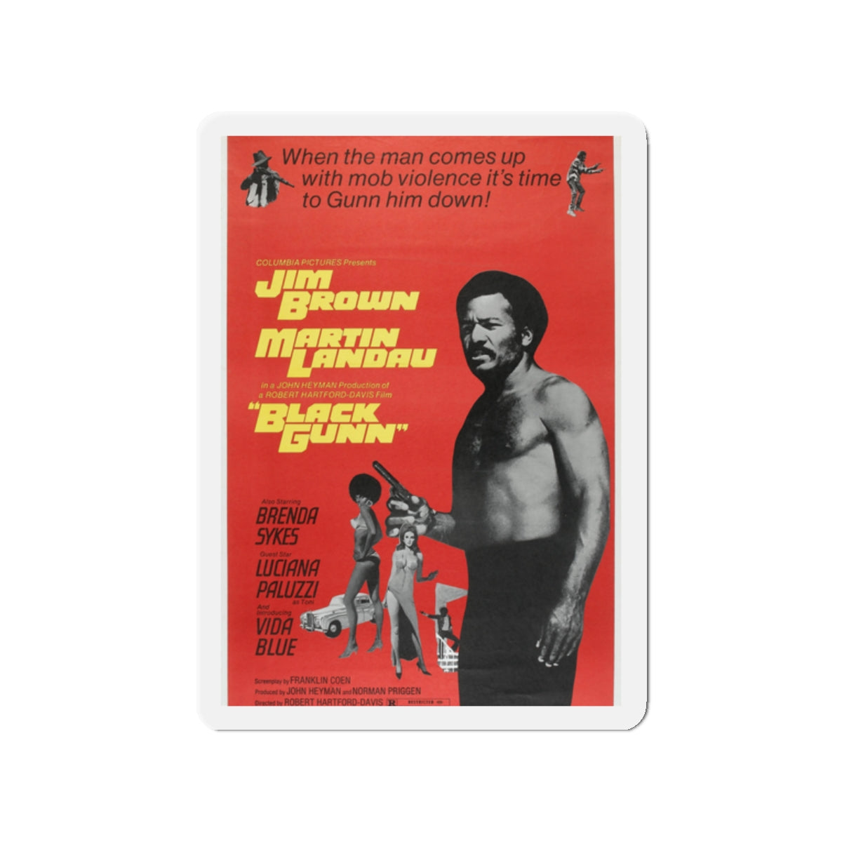 BLACK GUNN (2) 1972 Movie Poster - Die-Cut Magnet-2" x 2"-The Sticker Space