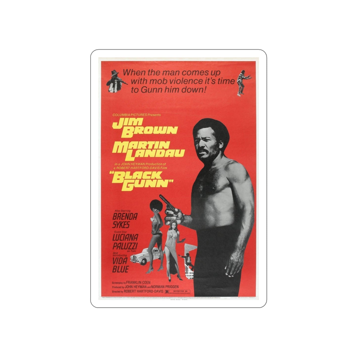 BLACK GUNN (2) 1972 Movie Poster STICKER Vinyl Die-Cut Decal-3 Inch-The Sticker Space