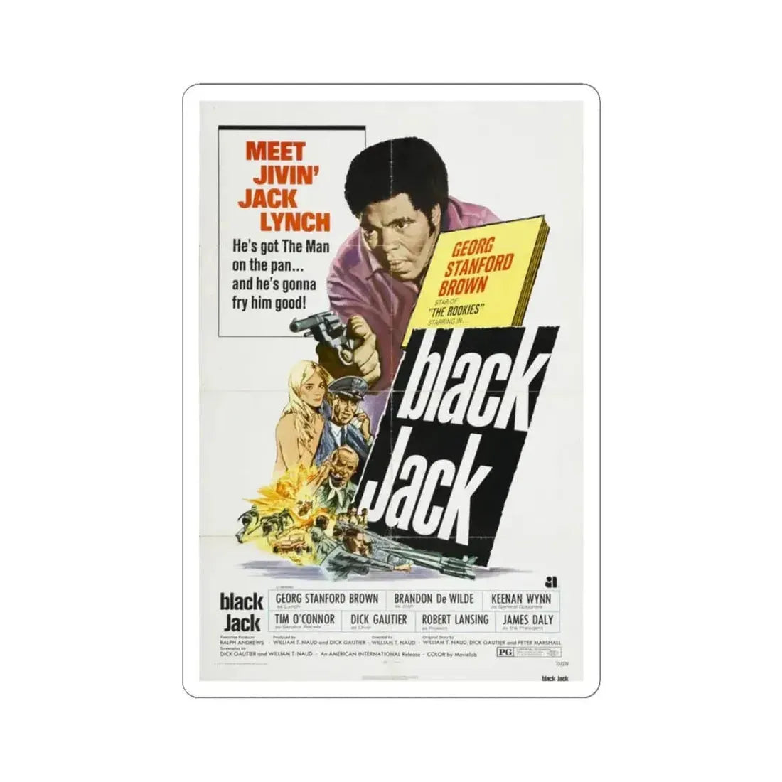 Black Jack 1972 Movie Poster - STICKER Vinyl Kiss-Cut Decal 6 Inch White - The Sticker Space
