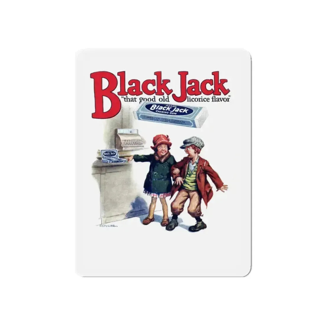 Black Jack ad, Popular Magazine, March 7, 1927 (Magazine Illustration) Refrigerator Magnet 3 Inch Die-Cut - The Sticker Space