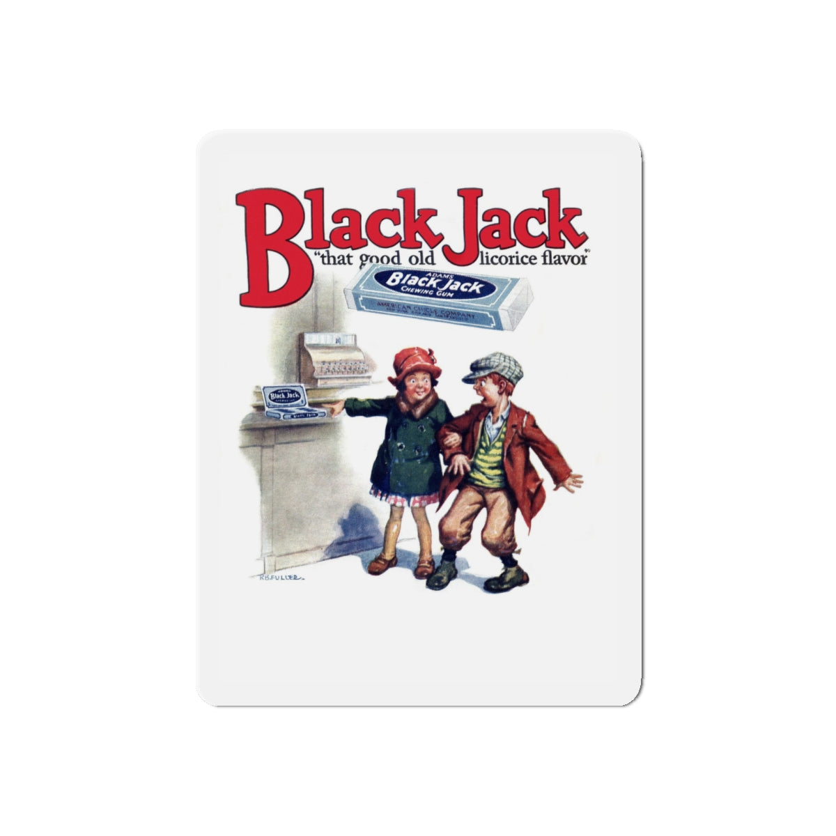 Black Jack ad, Popular Magazine, March 7, 1927 (Magazine Illustration) Refrigerator Magnet-4" x 4"-The Sticker Space