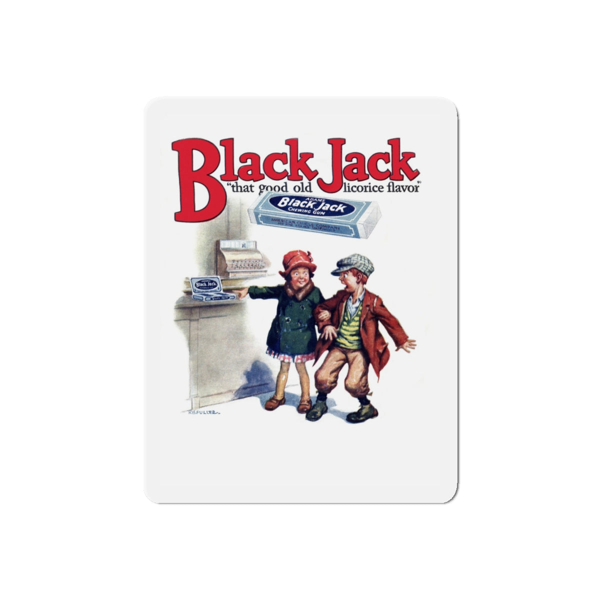 Black Jack ad, Popular Magazine, March 7, 1927 (Magazine Illustration) Refrigerator Magnet-5" x 5"-The Sticker Space