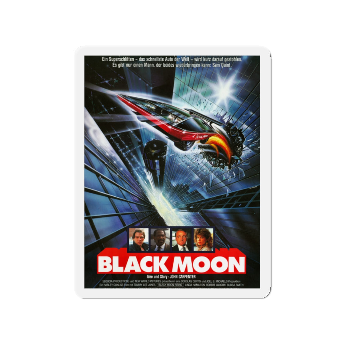 BLACK MOON RISING (GERMAN) 1986 Movie Poster - Die-Cut Magnet-2" x 2"-The Sticker Space