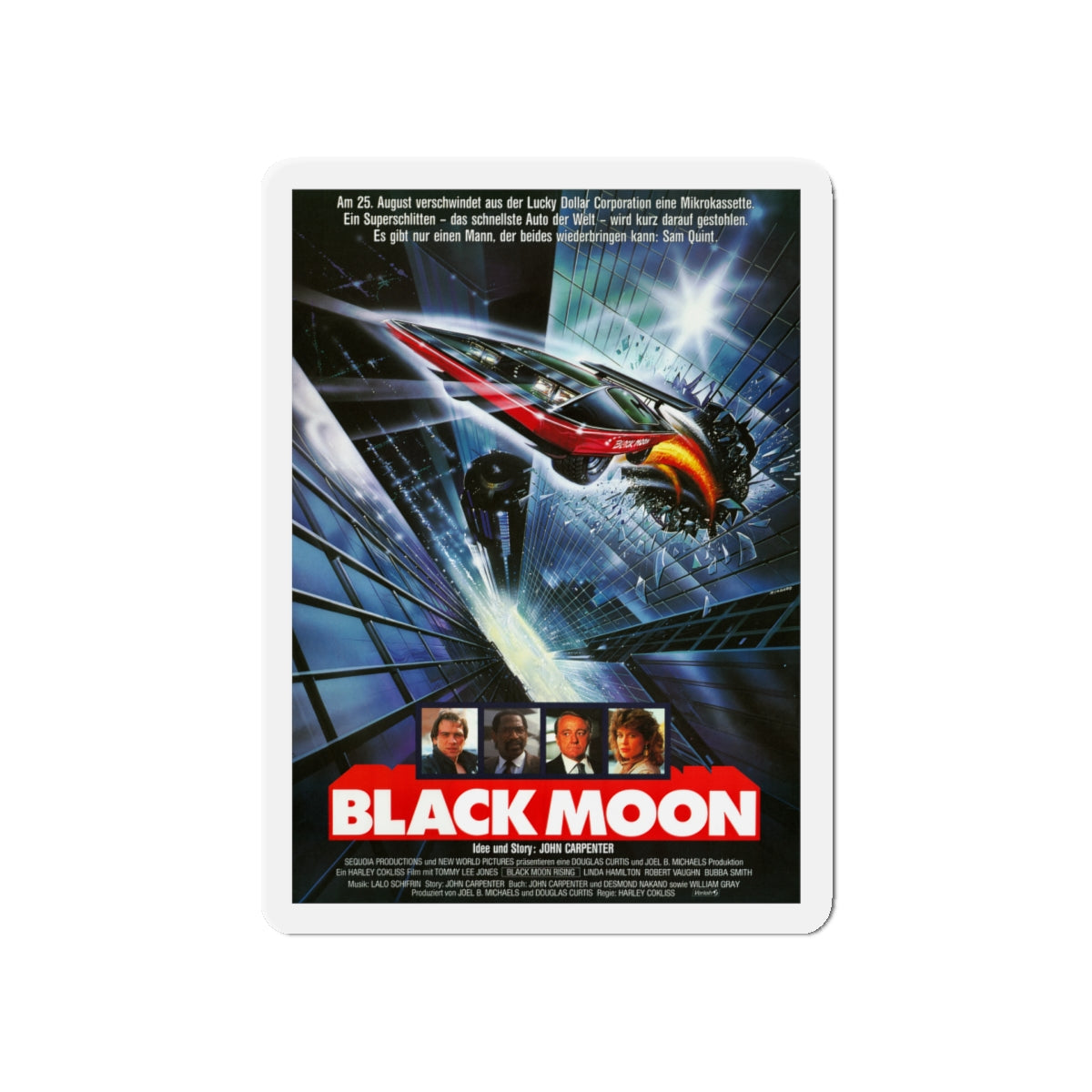 BLACK MOON RISING (GERMAN) 1986 Movie Poster - Die-Cut Magnet-5" x 5"-The Sticker Space