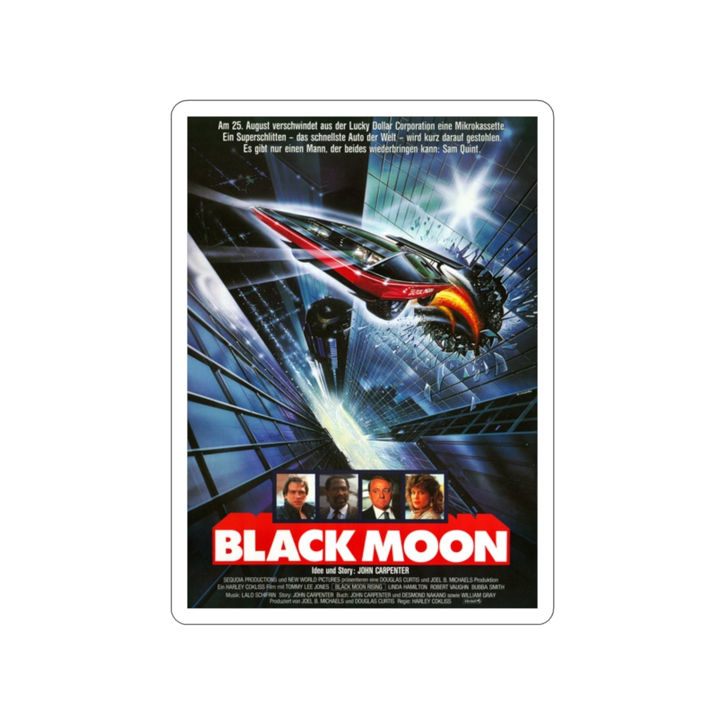 BLACK MOON RISING (GERMAN) 1986 Movie Poster STICKER Vinyl Die-Cut Decal-2 Inch-The Sticker Space