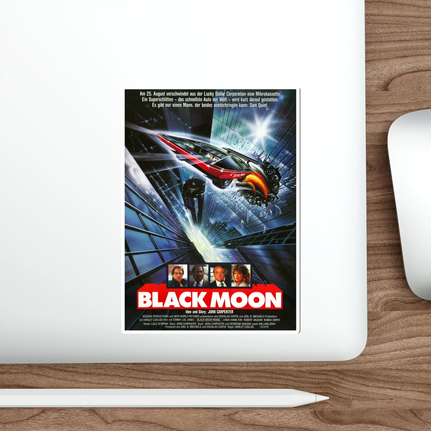 BLACK MOON RISING (GERMAN) 1986 Movie Poster STICKER Vinyl Die-Cut Decal-The Sticker Space