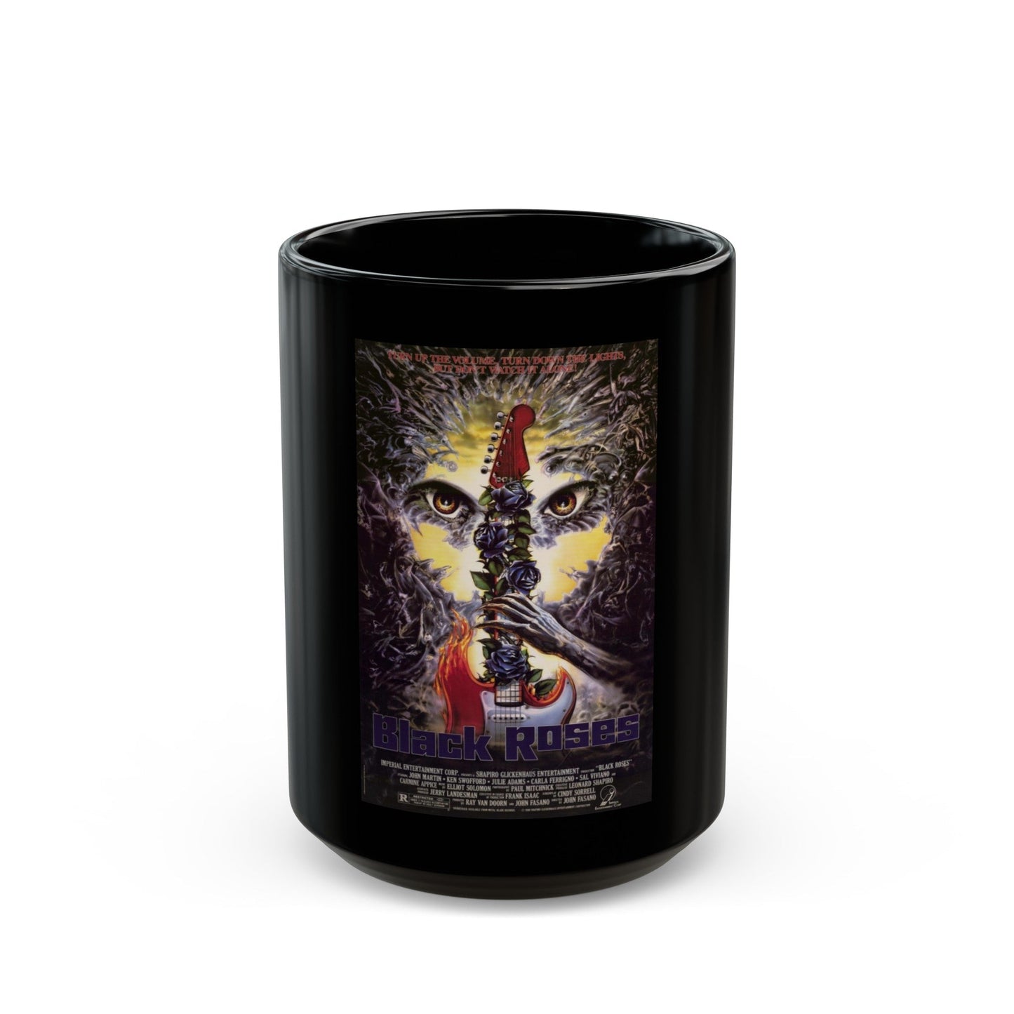 BLACK ROSES 1988 Movie Poster - Black Coffee Mug-15oz-The Sticker Space