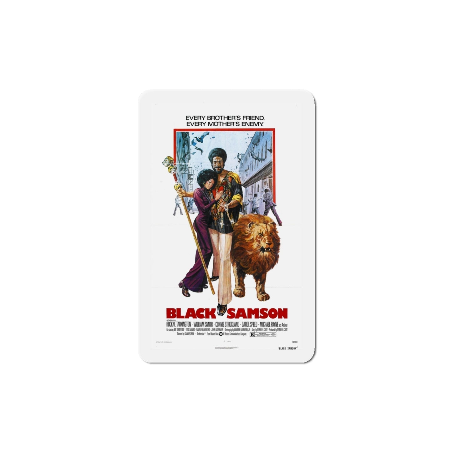 Black Samson 1974 Movie Poster Die-Cut Magnet-4 Inch-The Sticker Space