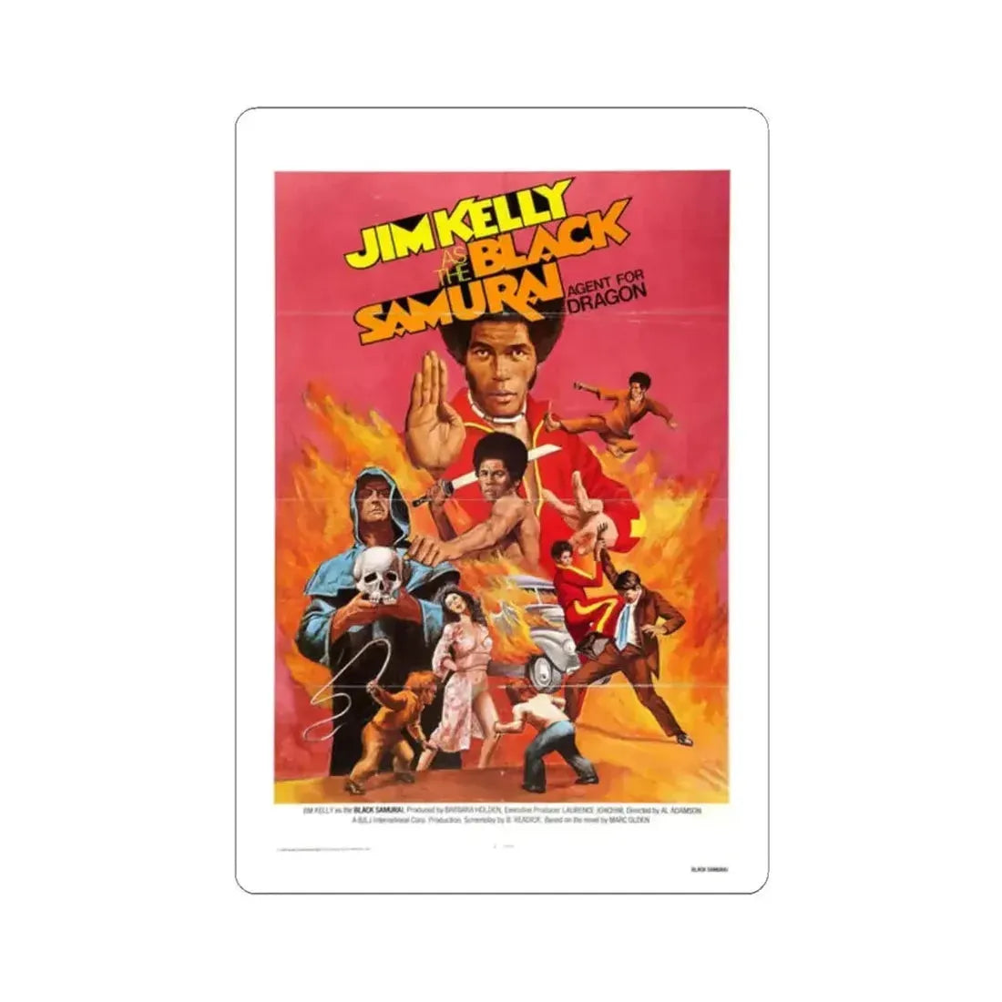 Black Samurai 1977 Movie Poster - STICKER Vinyl Kiss-Cut Decal 2 Inch White - The Sticker Space
