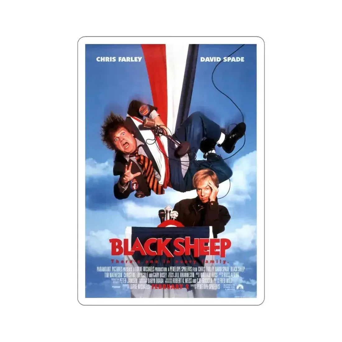 Black Sheep 1996 Movie Poster STICKER Vinyl Die-Cut Decal 5 Inch - The Sticker Space