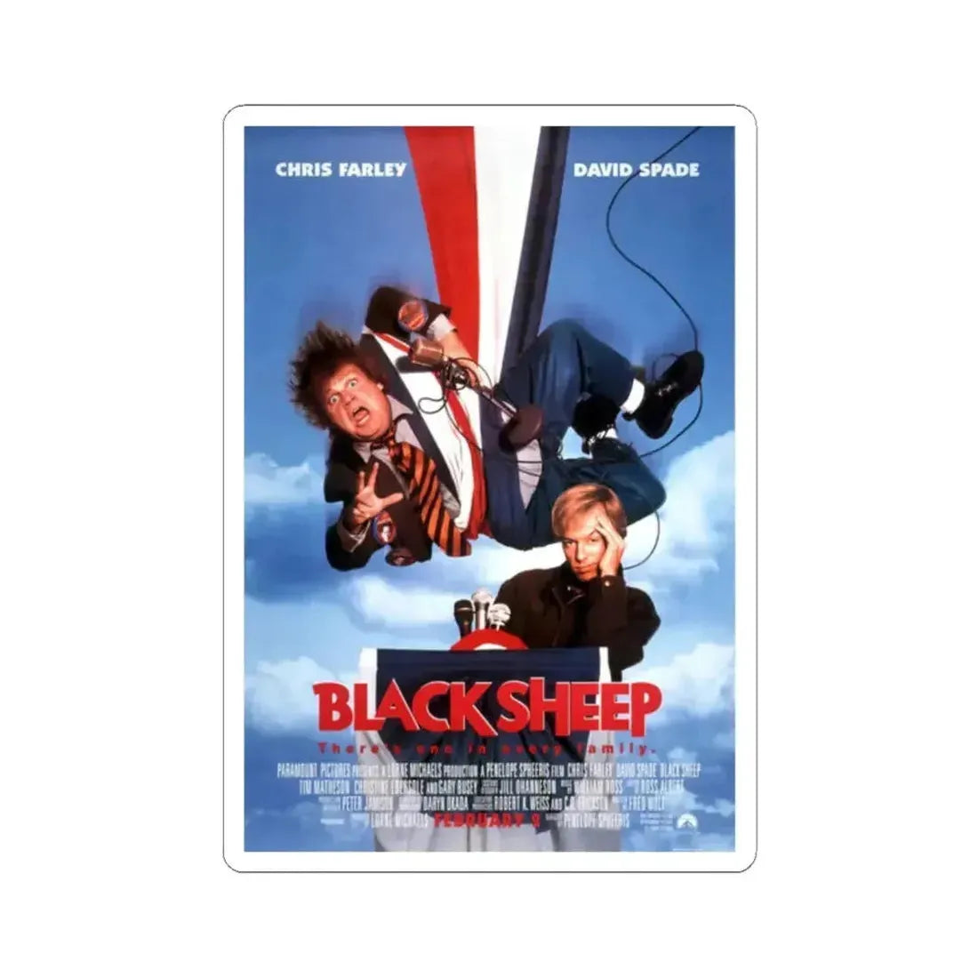 Black Sheep 1996 Movie Poster - STICKER Vinyl Kiss-Cut Decal 2 Inch White - The Sticker Space