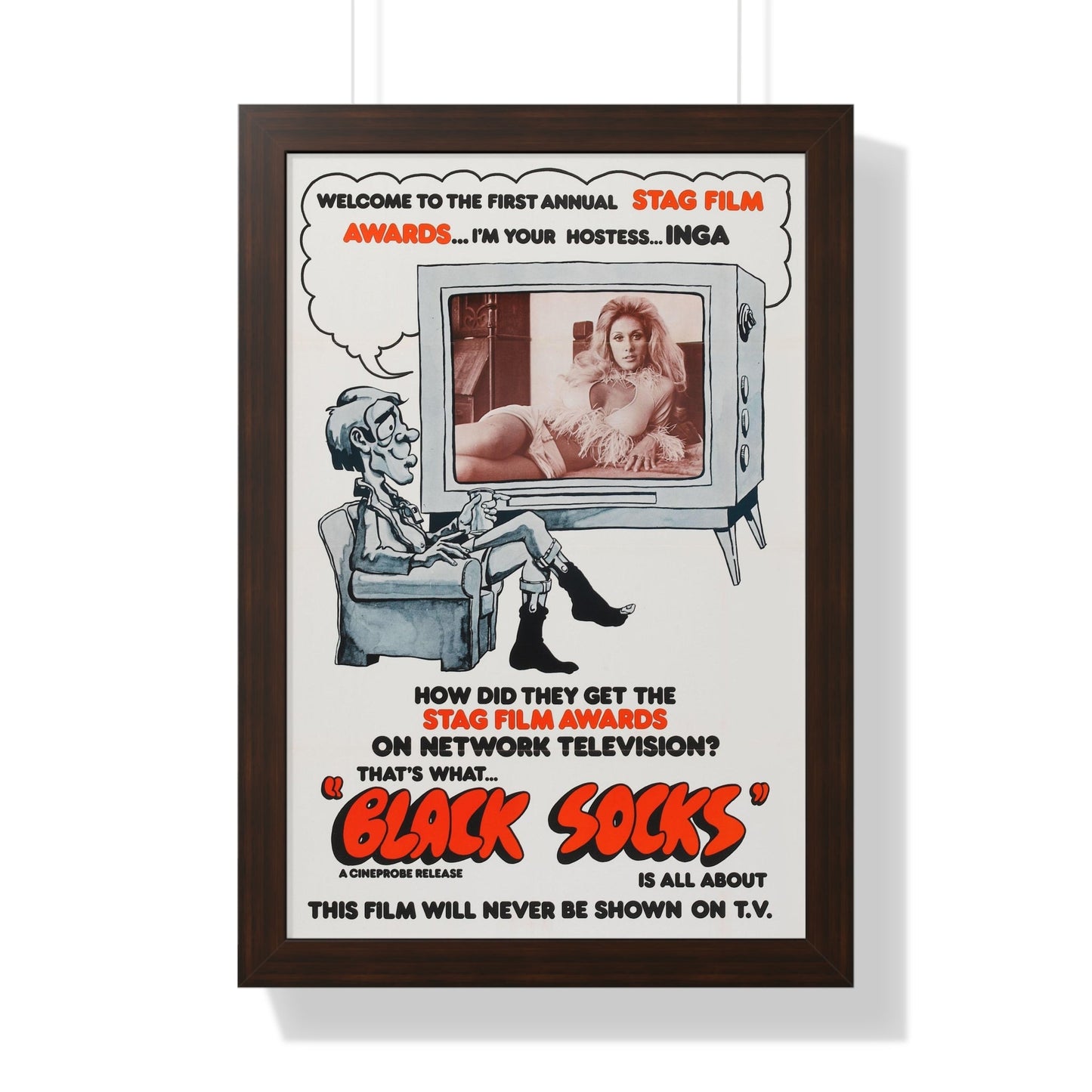 BLACK SOCKS (VIDEO VIXEN) 1975 - Framed Movie Poster-16″ x 24″-The Sticker Space