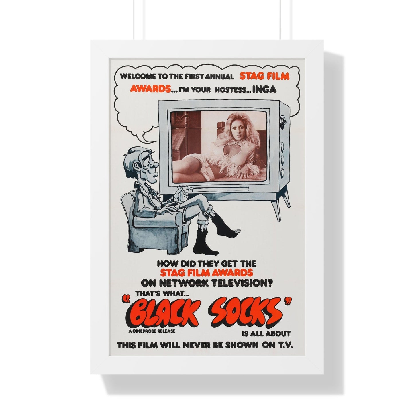 BLACK SOCKS (VIDEO VIXEN) 1975 - Framed Movie Poster-16″ x 24″-The Sticker Space