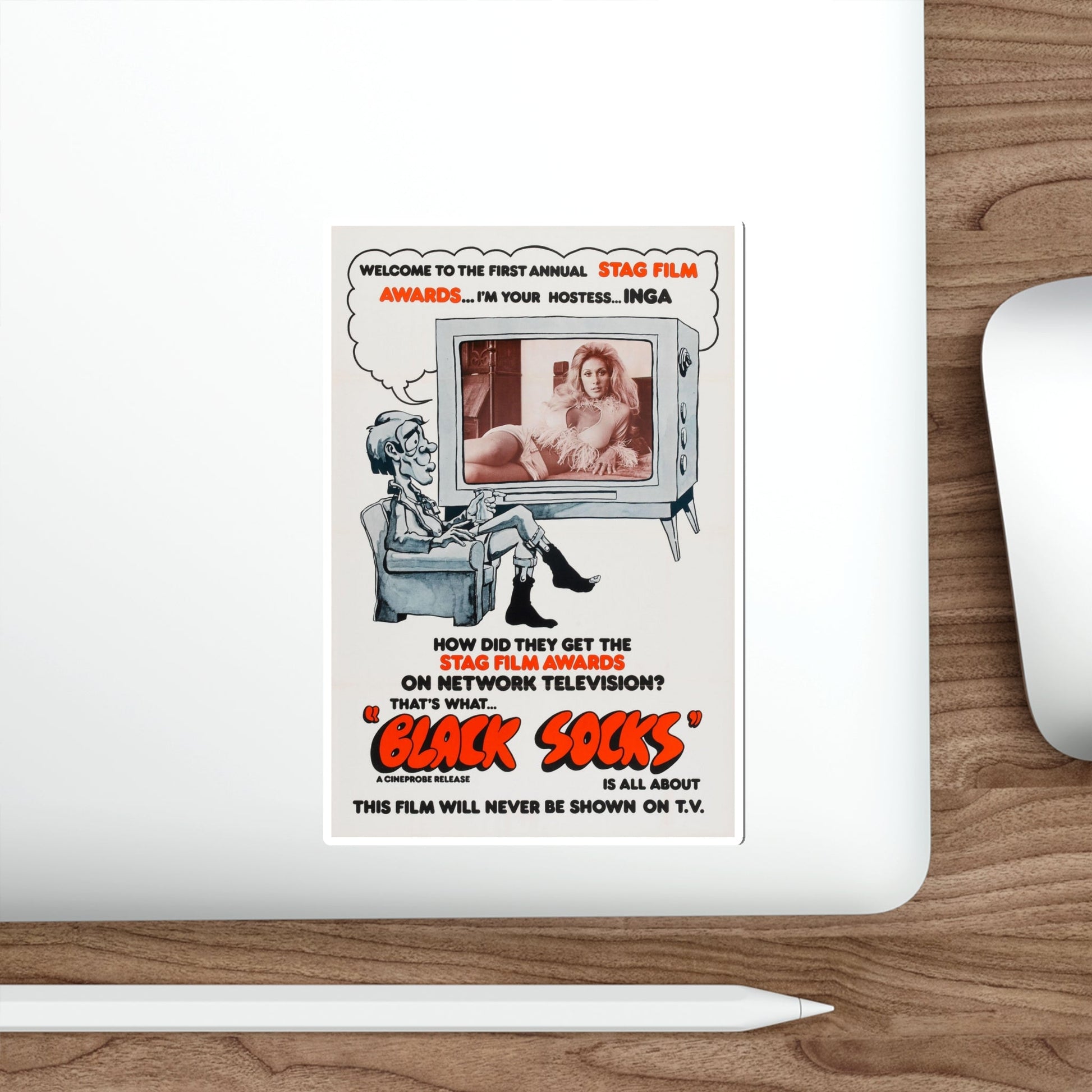 BLACK SOCKS (VIDEO VIXEN) 1975 Movie Poster STICKER Vinyl Die-Cut Decal-The Sticker Space