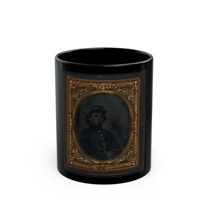 Black Soldier Seated With Pistol In Hand, Watch Chain In Pocket (U.S. Civil War) Black Coffee Mug