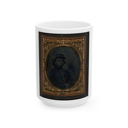 Black Soldier Seated With Pistol In Hand, Watch Chain In Pocket (U.S. Civil War) White Coffee Mug