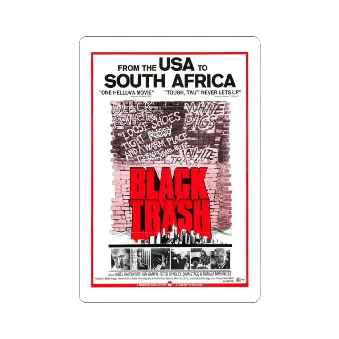 BLACK TRASH (SOUL PATROL) 1976 Movie Poster - STICKER Vinyl Kiss-Cut Decal 2 Inch White - The Sticker Space