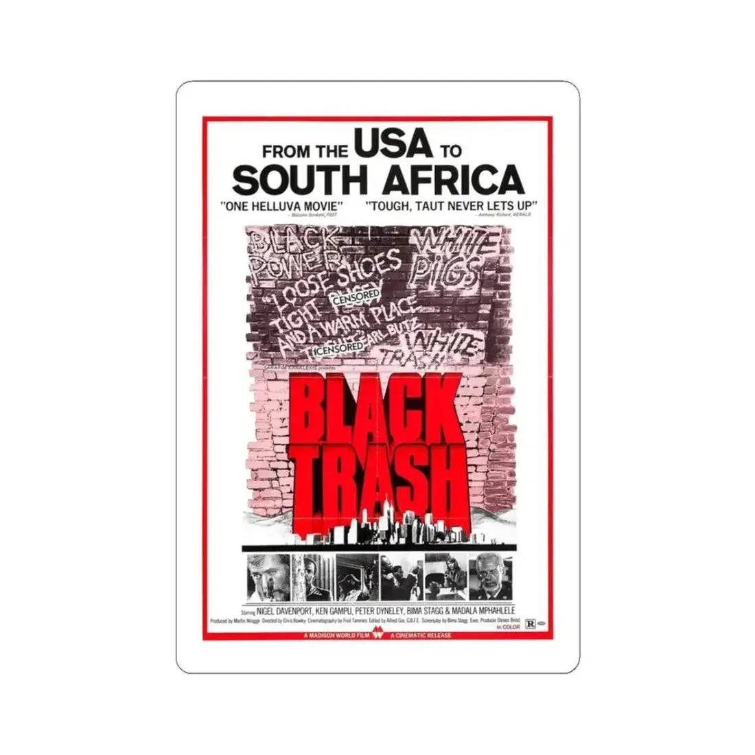 BLACK TRASH (SOUL PATROL) 1976 Movie Poster - STICKER Vinyl Kiss-Cut Decal 3 Inch White - The Sticker Space