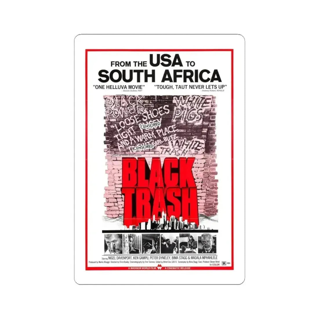 BLACK TRASH (SOUL PATROL) 1976 Movie Poster - STICKER Vinyl Kiss-Cut Decal 4 Inch White - The Sticker Space