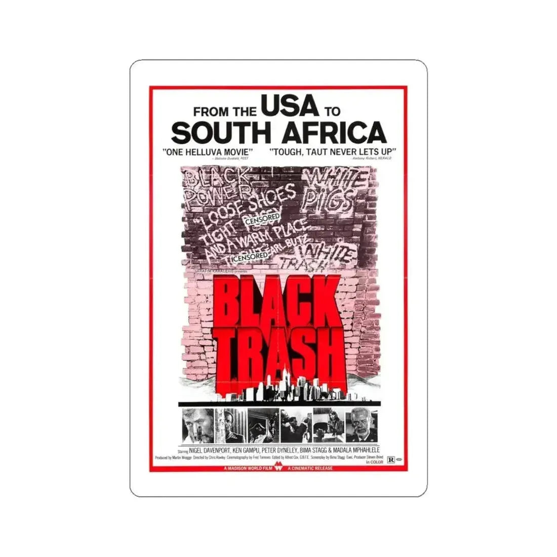 BLACK TRASH (SOUL PATROL) 1976 Movie Poster - STICKER Vinyl Kiss-Cut Decal 6 Inch White - The Sticker Space