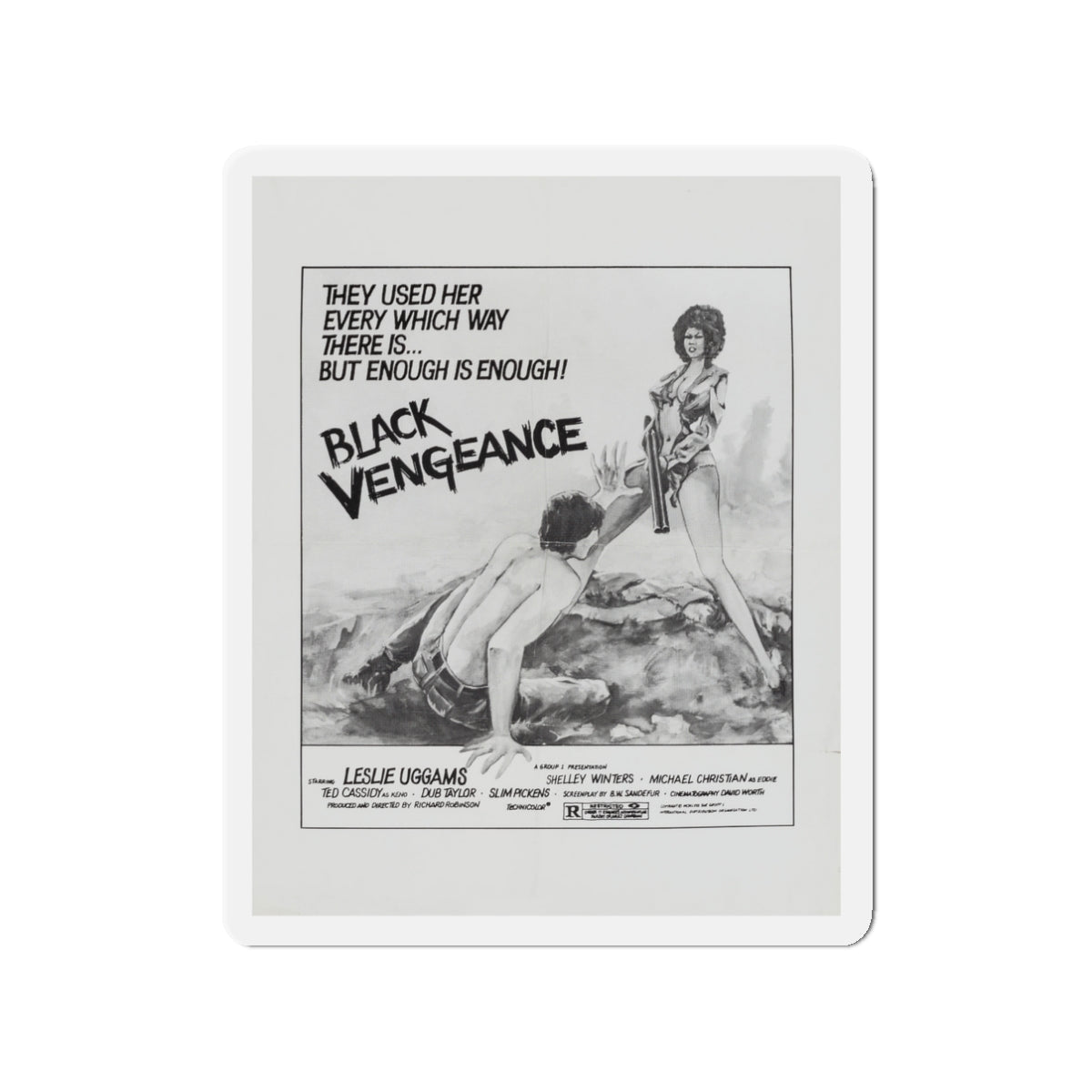 BLACK VENGEANCE (POOR PRETTY EDDIE) 1975 Movie Poster - Die-Cut Magnet-3" x 3"-The Sticker Space