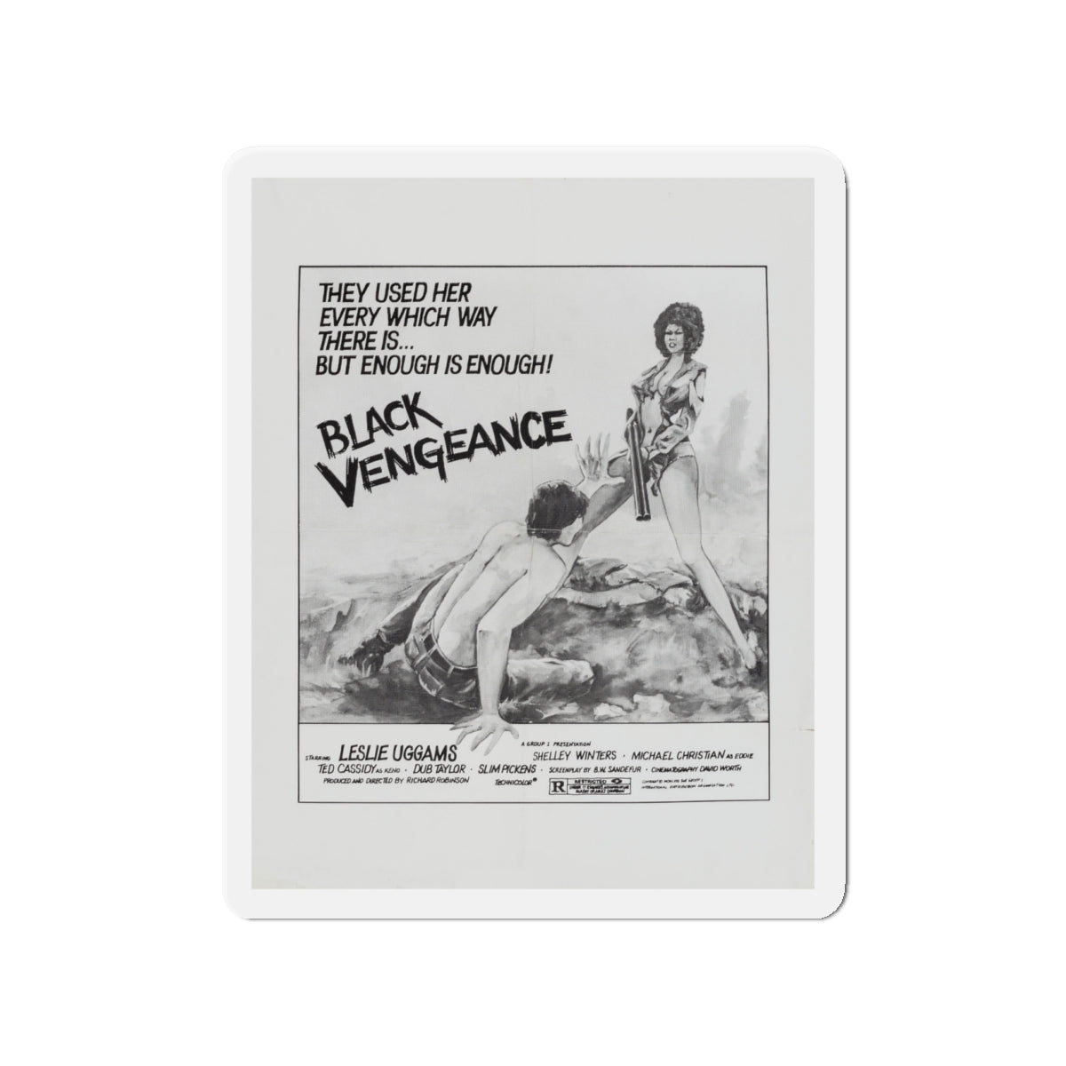 BLACK VENGEANCE (POOR PRETTY EDDIE) 1975 Movie Poster - Die-Cut Magnet-4" x 4"-The Sticker Space