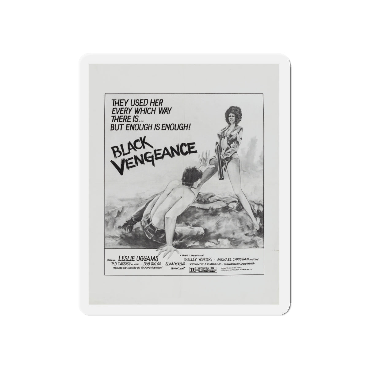 BLACK VENGEANCE (POOR PRETTY EDDIE) 1975 Movie Poster - Die-Cut Magnet-5" x 5"-The Sticker Space