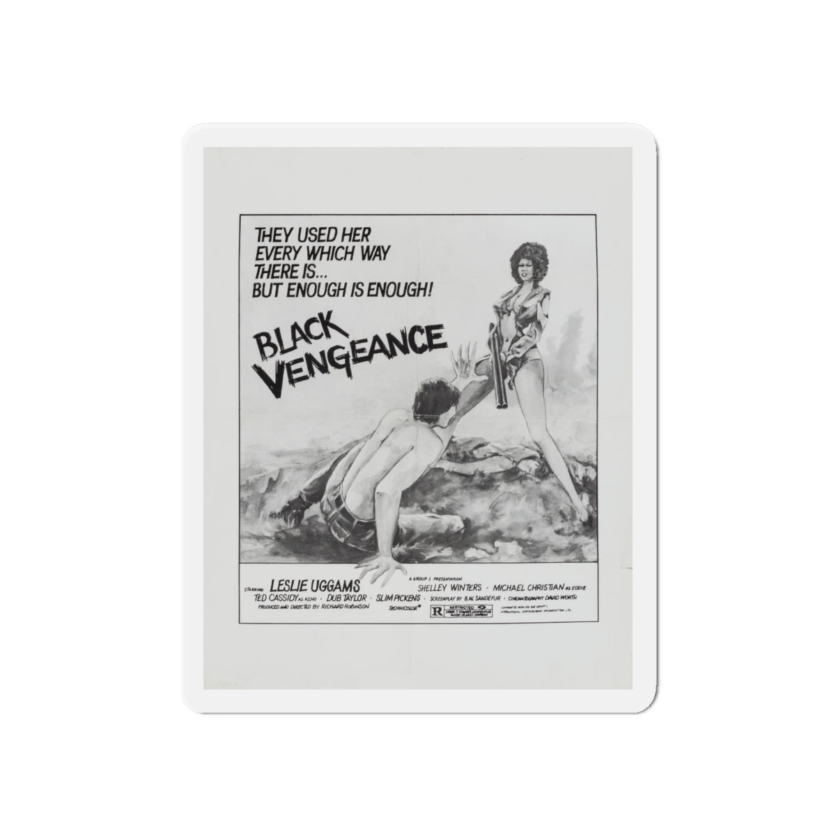 BLACK VENGEANCE (POOR PRETTY EDDIE) 1975 Movie Poster - Die-Cut Magnet-6 × 6"-The Sticker Space