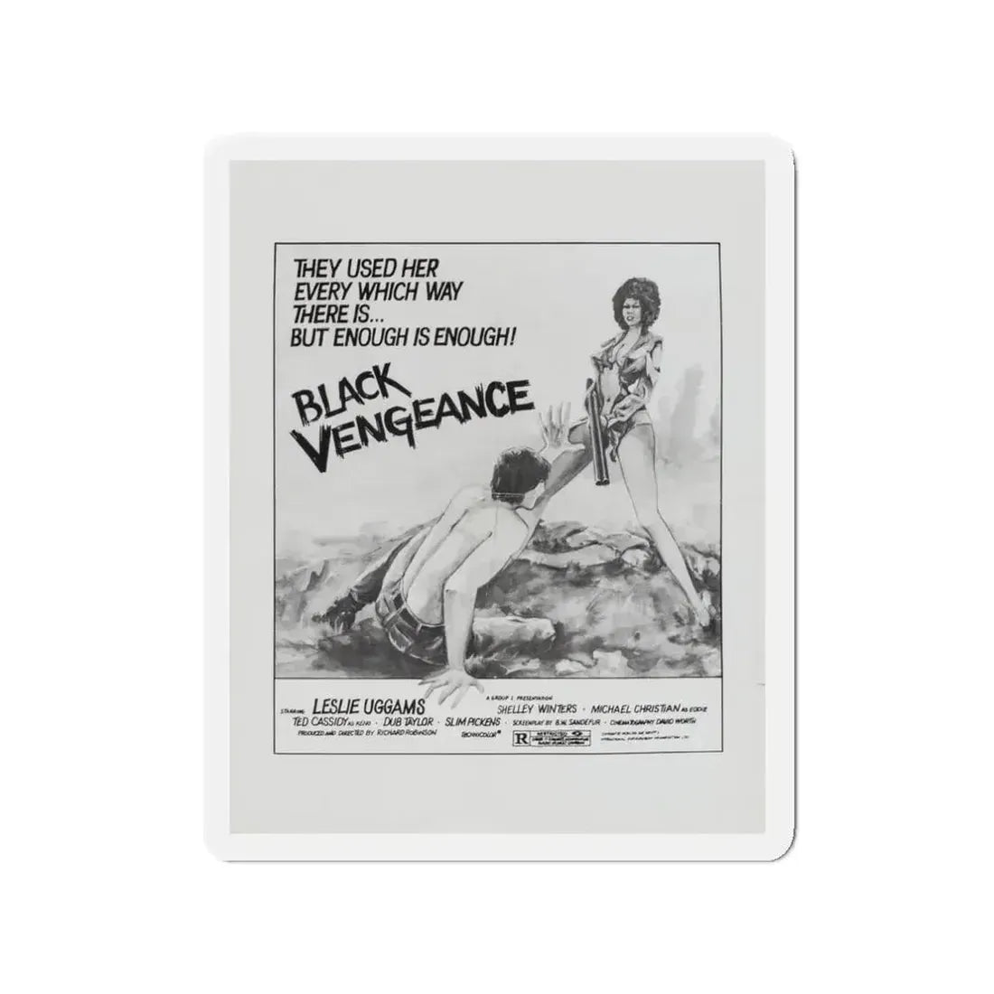 BLACK VENGEANCE (POOR PRETTY EDDIE) 1975 Movie Poster - Refrigerator Magnet 3 Inch - The Sticker Space