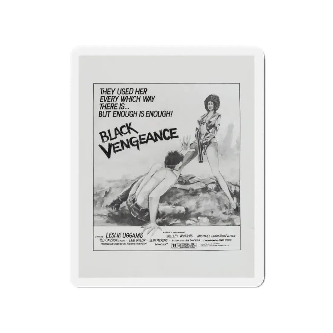 BLACK VENGEANCE (POOR PRETTY EDDIE) 1975 Movie Poster - Refrigerator Magnet 4 Inch - The Sticker Space