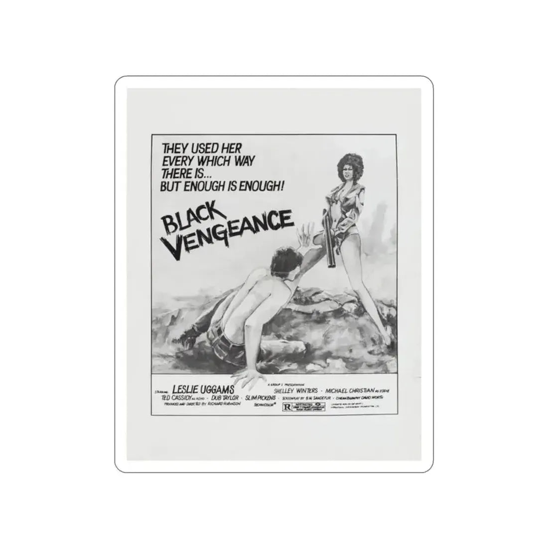 BLACK VENGEANCE (POOR PRETTY EDDIE) 1975 Movie Poster STICKER Vinyl Die-Cut Decal 2 Inch - The Sticker Space