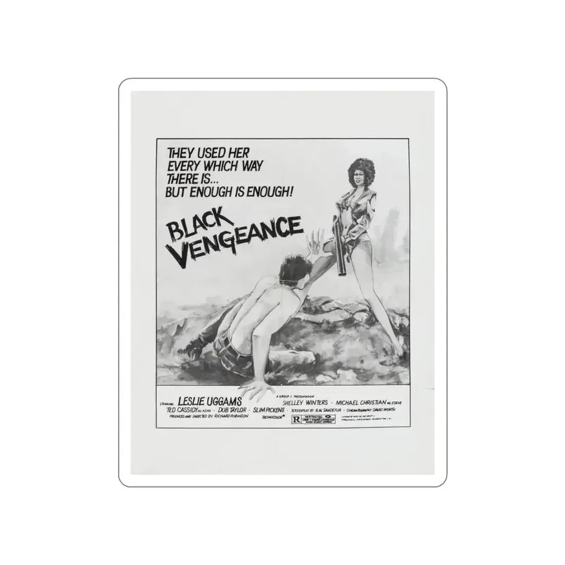 BLACK VENGEANCE (POOR PRETTY EDDIE) 1975 Movie Poster STICKER Vinyl Die-Cut Decal 3 Inch - The Sticker Space
