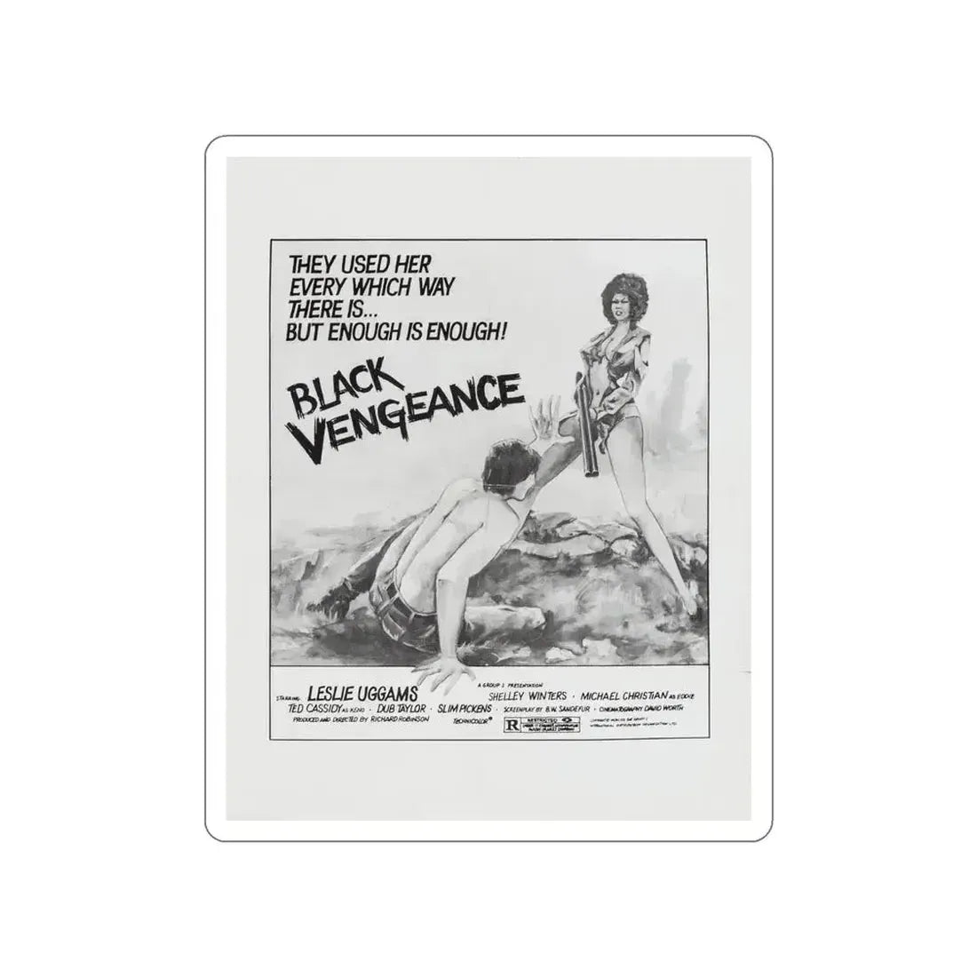 BLACK VENGEANCE (POOR PRETTY EDDIE) 1975 Movie Poster STICKER Vinyl Die-Cut Decal 5 Inch - The Sticker Space