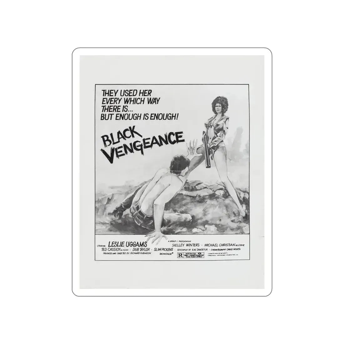 BLACK VENGEANCE (POOR PRETTY EDDIE) 1975 Movie Poster STICKER Vinyl Die-Cut Decal 6 Inch - The Sticker Space
