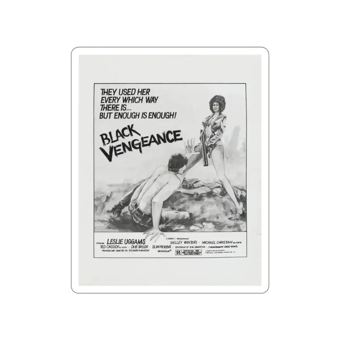 BLACK VENGEANCE (POOR PRETTY EDDIE) 1975 Movie Poster STICKER Vinyl Die-Cut Decal - The Sticker Space