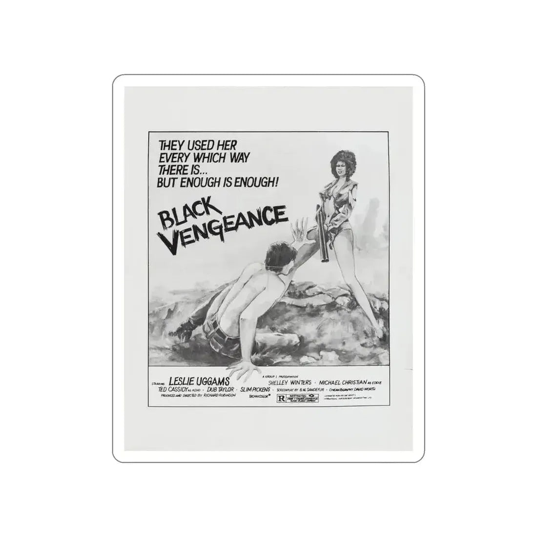 BLACK VENGEANCE (POOR PRETTY EDDIE) 1975 Movie Poster STICKER Vinyl Die-Cut Decal - The Sticker Space