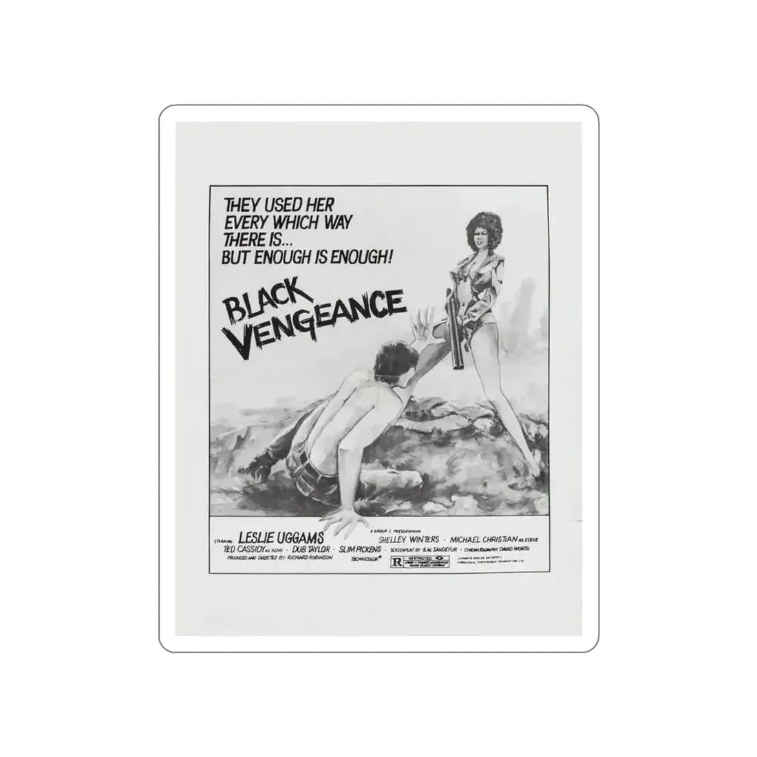 BLACK VENGEANCE (POOR PRETTY EDDIE) 1975 Movie Poster STICKER Vinyl Die-Cut Decal - The Sticker Space