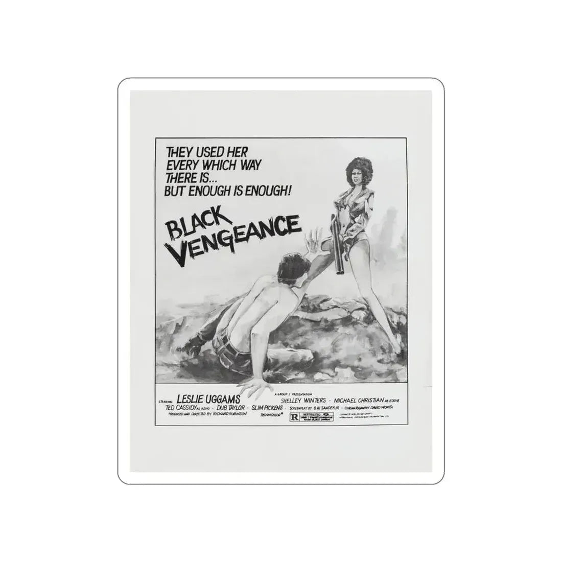 BLACK VENGEANCE (POOR PRETTY EDDIE) 1975 Movie Poster STICKER Vinyl Die-Cut Decal - The Sticker Space