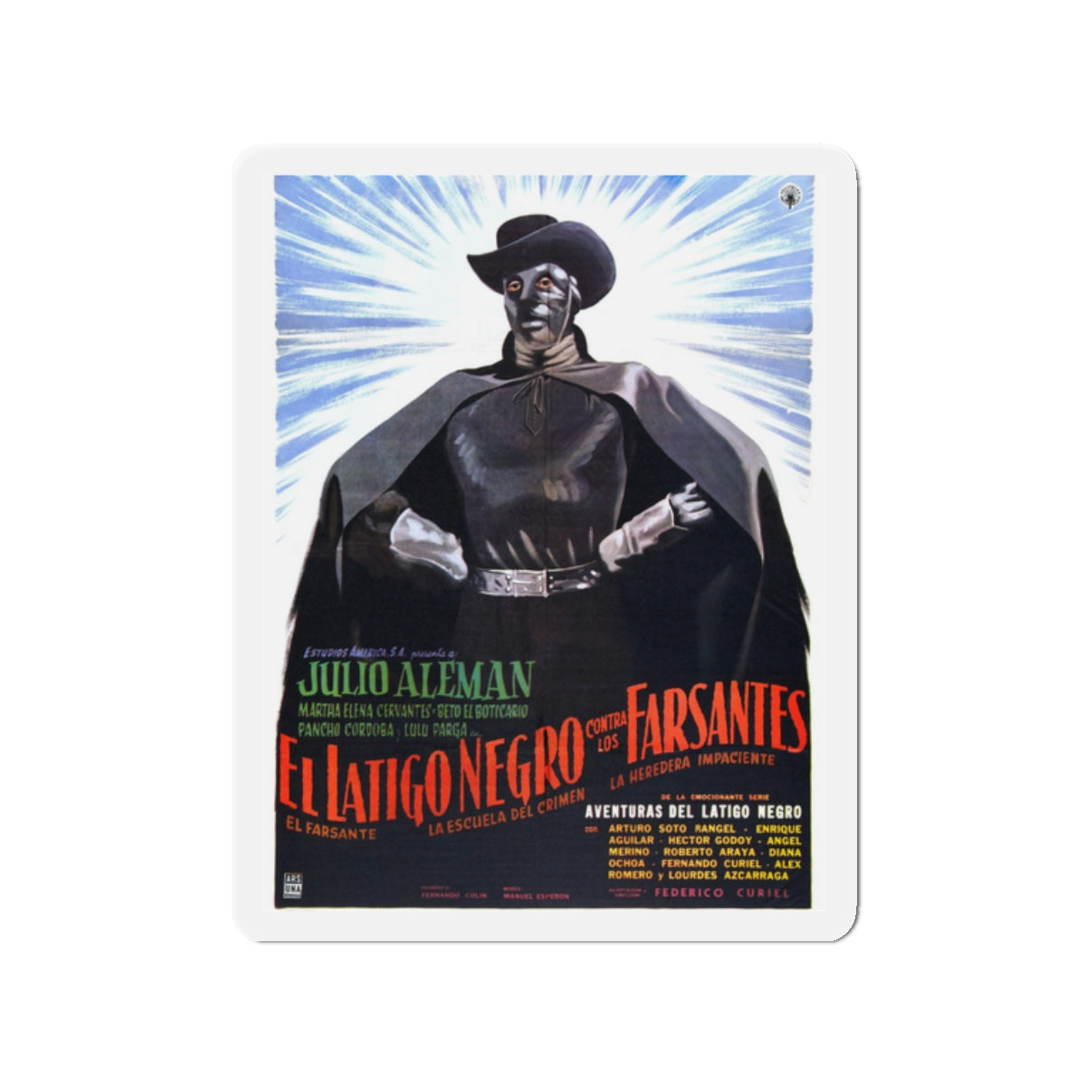 BLACK WHIP AGAINST THE IMPOSTERS 1962 Movie Poster - Die-Cut Magnet-2" x 2"-The Sticker Space