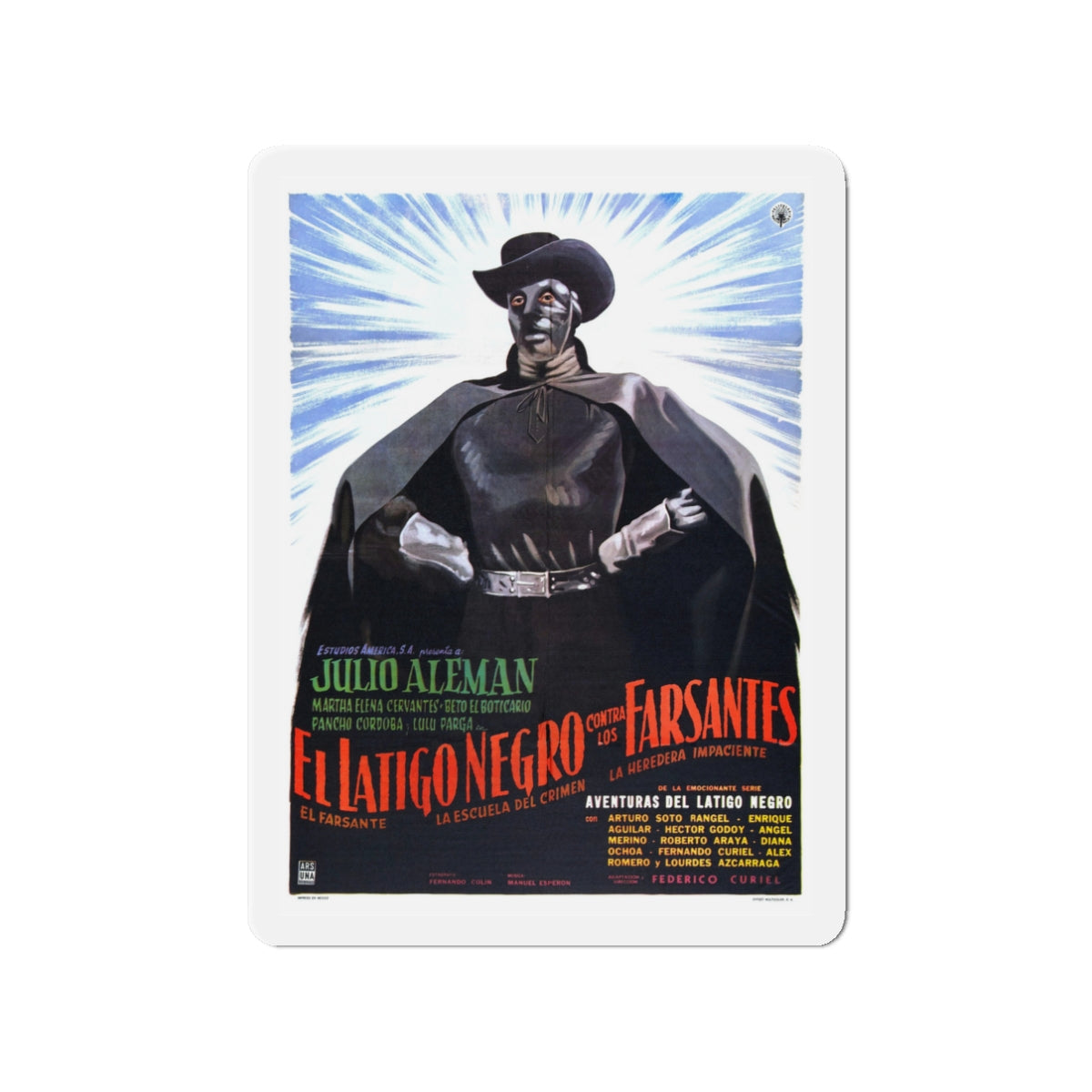 BLACK WHIP AGAINST THE IMPOSTERS 1962 Movie Poster - Die-Cut Magnet-3" x 3"-The Sticker Space