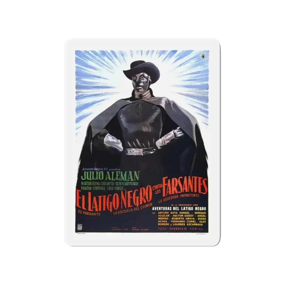 BLACK WHIP AGAINST THE IMPOSTERS 1962 Movie Poster - Refrigerator Magnet 3 Inch - The Sticker Space