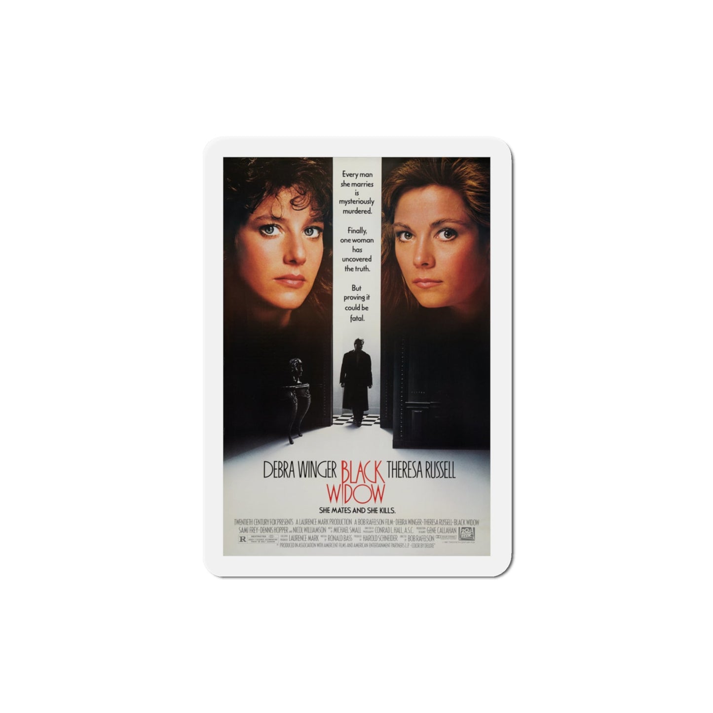 Black Widow 1987 Movie Poster Die-Cut Magnet-3" x 3"-The Sticker Space